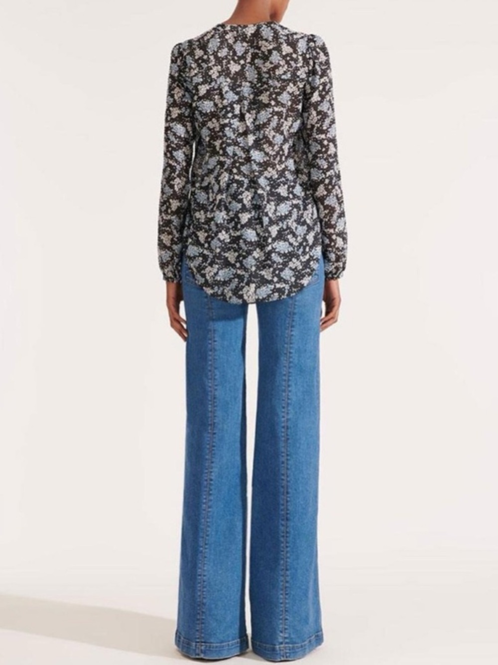 Veronica beard lowell floral blouse silk V-neck long sleeve top size 4 - Picture 5 of 16